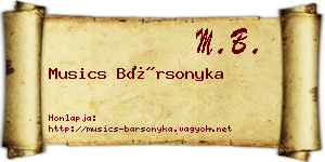 Musics Bársonyka névjegykártya